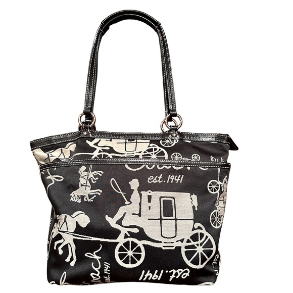 Coach Bags Coach Horse And Carriage Fabric And Leather Shoulder Bag